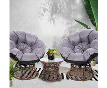 GARDON PAPASAN CHAIR AND SIDE TABLE SET - BROWN