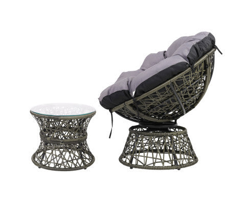 GARDON PAPASAN CHAIR AND SIDE TABLE SET - GREY