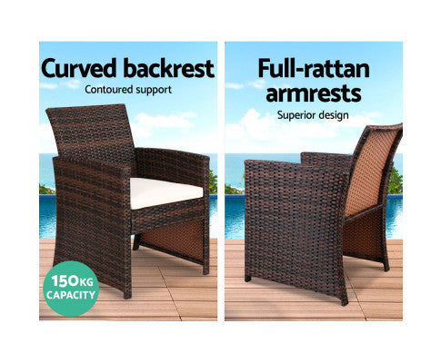 NORMA 4 PIECE OUTDOOR RATTAN  LOUNGE SETTING WITH STORAGE COVER - BROWN