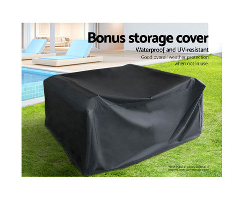 NORMA 4 PIECE OUTDOOR RATTAN  LOUNGE SETTING WITH STORAGE COVER - GREY