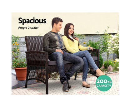 PRESLEY OUTDOOR 4 PIECE  WICKER  LOUNGE SETTING - BLACK