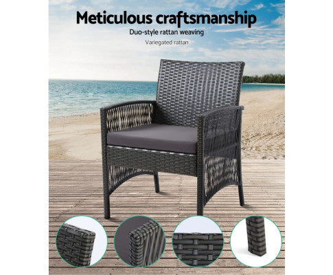 PRESLEY OUTDOOR 4 PIECE  WICKER  LOUNGE SETTING - DARK GREY