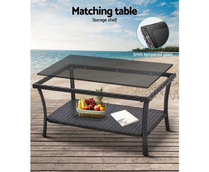 PRESLEY OUTDOOR 4 PIECE  WICKER  LOUNGE SETTING - DARK GREY