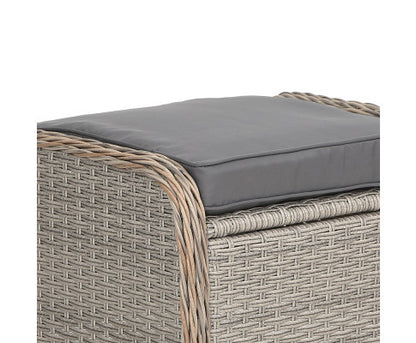 ALMIRA OUTDOOR RECLINER SUN LOUNGE CHAIR WITH OTTOMAN - GREY