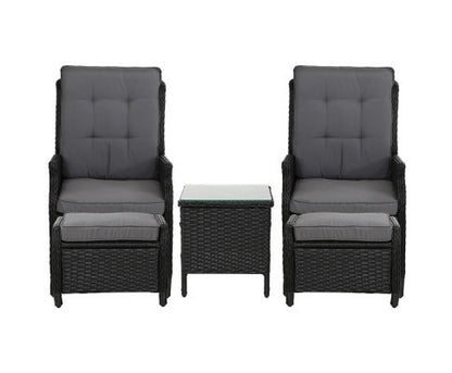 ALMIRA 5 PIECE OUTDOOR SUN LOUNGE SETTING - BLACK