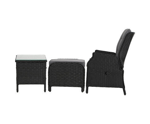 ALMIRA 5 PIECE OUTDOOR SUN LOUNGE SETTING - BLACK