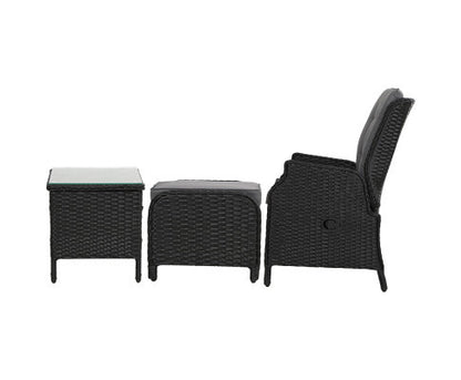 ALMIRA 5 PIECE OUTDOOR SUN LOUNGE SETTING - BLACK