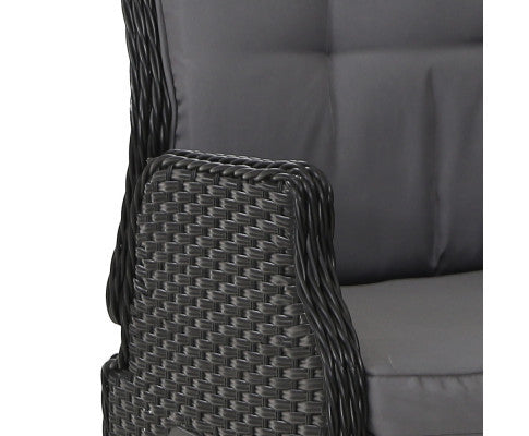 ALMIRA 5 PIECE OUTDOOR SUN LOUNGE SETTING - BLACK