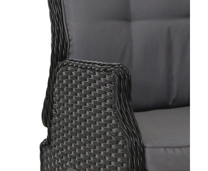 ALMIRA 5 PIECE OUTDOOR SUN LOUNGE SETTING - BLACK
