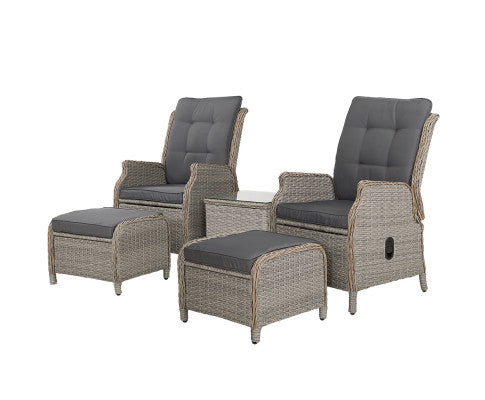 ALMIRA 5 PIECE OUTDOOR SUN LOUNGE SETTING - GREY