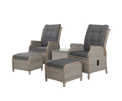 ALMIRA 5 PIECE OUTDOOR SUN LOUNGE SETTING - GREY