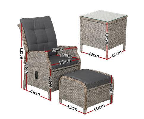 ALMIRA 5 PIECE OUTDOOR SUN LOUNGE SETTING - GREY