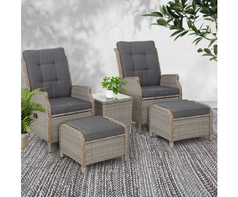 ALMIRA 5 PIECE OUTDOOR SUN LOUNGE SETTING - GREY