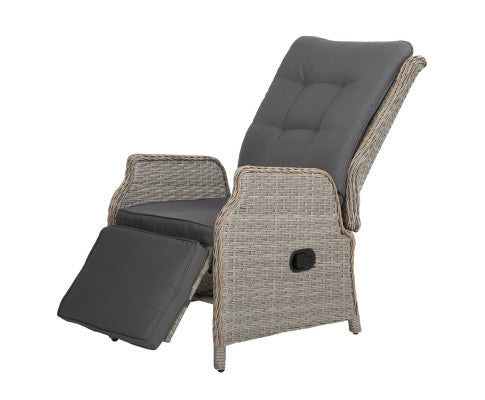 ALMIRA OUTDOOR RECLINER SUN LOUNGE CHAIR - GREY