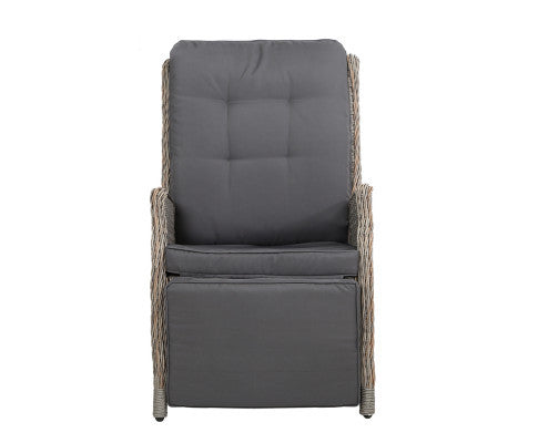 ALMIRA OUTDOOR RECLINER SUN LOUNGE CHAIR - GREY