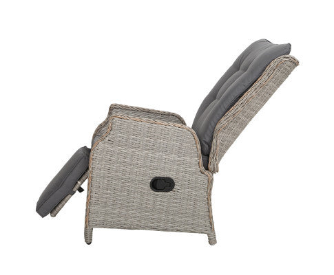 ALMIRA OUTDOOR RECLINER SUN LOUNGE CHAIR - GREY