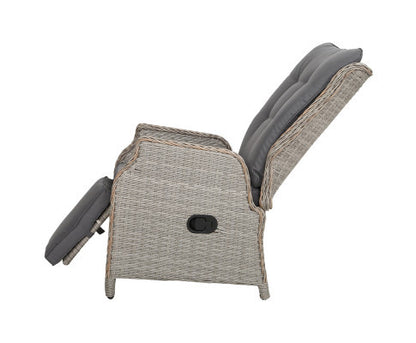 ALMIRA (SET OF 2) OUTDOOR RECLINER SUN LOUNGE CHAIR - GREY