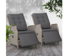 ALMIRA (SET OF 2) OUTDOOR RECLINER SUN LOUNGE CHAIR - GREY