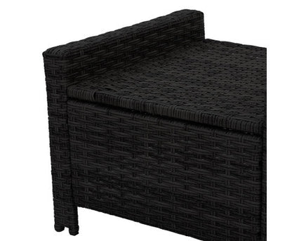 VALTINA OUTDOOR RECLINER LOUNGE CHAIR WITH OTTOMAN - BLACK