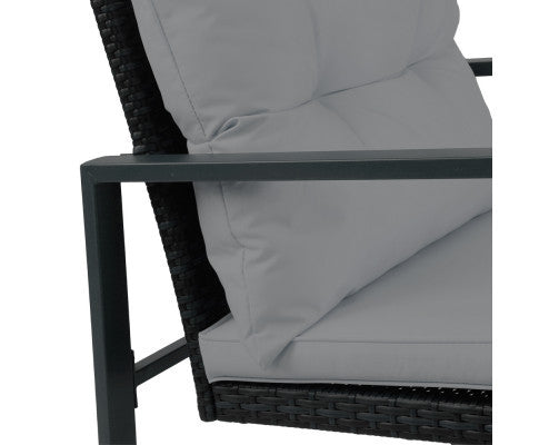 ADALINE INDOOR/ OUTDOOR 3 PIECE ROCKING SET - BLACK