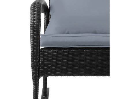 CLARENCE INDOOR/ OUTDOOR 3 PIECE ROCKING SET - BLACK