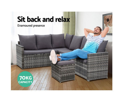 ASTERIN INDOOR/ OUTDOOR  9-SEATER SOFA DINING SETTING - MIXED GREY