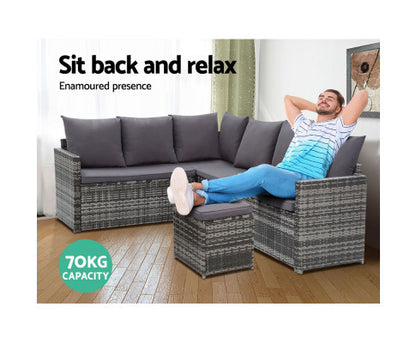 ASTERIN INDOOR/ OUTDOOR  9-SEATER SOFA DINING SETTING - MIXED GREY