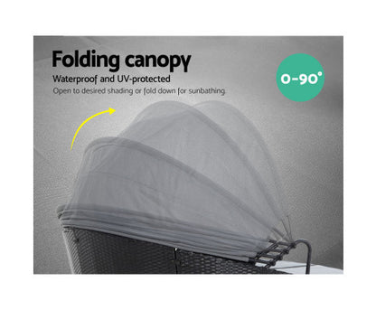 HOREBY OUTDOOR ROUND DAYBED WITH FOLDING CANOPY - BLACK