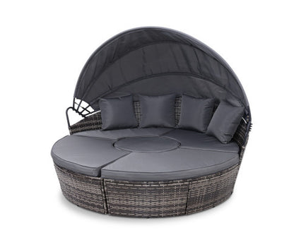 HOREBY OUTDOOR ROUND DAYBED WITH FOLDING CANOPY - GREY