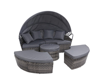 HOREBY OUTDOOR ROUND DAYBED WITH FOLDING CANOPY - GREY