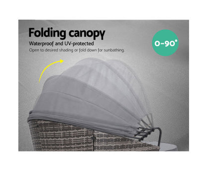 HOREBY OUTDOOR ROUND DAYBED WITH FOLDING CANOPY - GREY