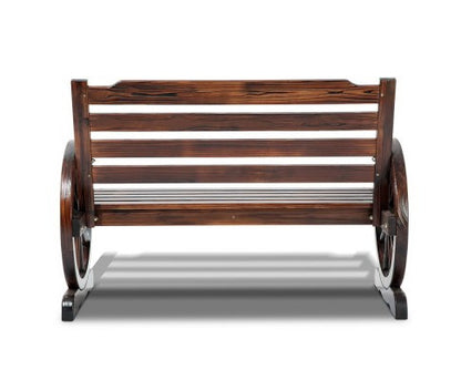 ROSHAN OUTDOOR  WOODEN 2 SEATER WAGON WHEEL BENCH- BROWN