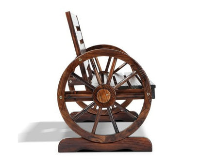 ROSHAN OUTDOOR  WOODEN 2 SEATER WAGON WHEEL BENCH- BROWN
