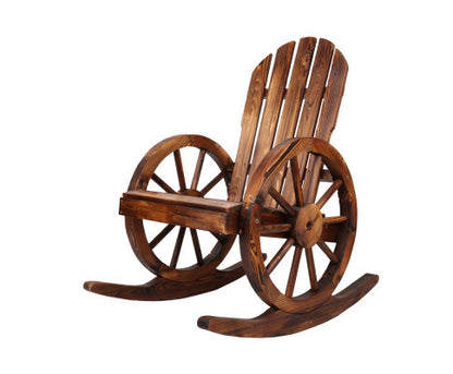 VARSHA OUTDOOR WOODEN WAGON ROCKING CHAIR - BROWN