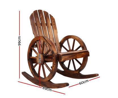 VARSHA OUTDOOR WOODEN WAGON ROCKING CHAIR - BROWN