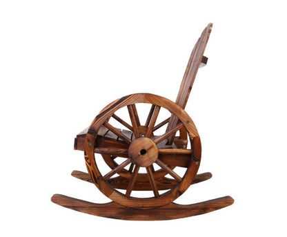 VARSHA OUTDOOR WOODEN WAGON ROCKING CHAIR - BROWN