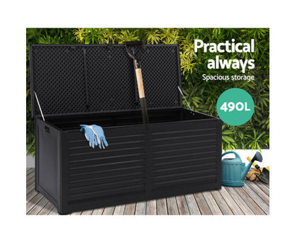 MAGNOLIA INDOOR/ OUTDOOR STORAGE BOX BENCH - BLACK