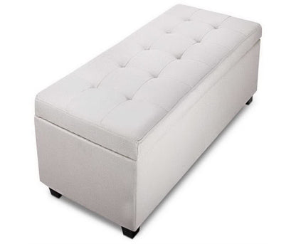 ATASHA LARGE FABRIC OTTOMAN STORAGE BOX - 370(H) x 970(W) x 415(D) - BEIGE