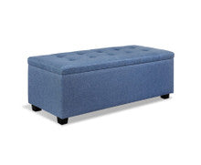 PREMIUM UPHOLSTERED FABRIC STORAGE OTTOMAN - 370(H) X 970(W) - BLUE
