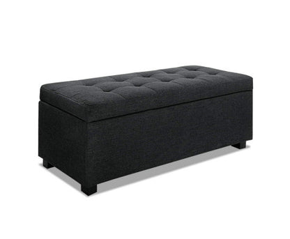 PREMIUM  UPHOLSTERED FABRIC STORAGE  OTTOMAN - 370(H) X 970(W) - CHARCOAL