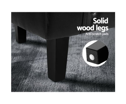 ABBIE FABRIC LOUNGE ARMCHAIR  WITH OTTOAMN - BLACK