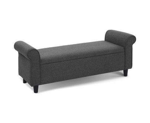 FARAMOND FABRIC BLANKET BOX OTTOMAN STORAGE - GREY