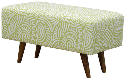 RAILEY RECTANGULAR OTTOMAN - COTTON BLEND FABRIC/SOLID TIMBER - 430(H) X  800(W) - BLUE, GREEN, RED AND ORANGE