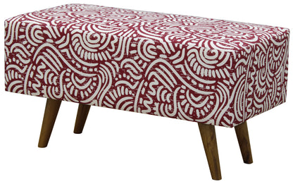 RAILEY RECTANGULAR OTTOMAN - COTTON BLEND FABRIC/SOLID TIMBER - 430(H) X  800(W) - BLUE, GREEN, RED AND ORANGE