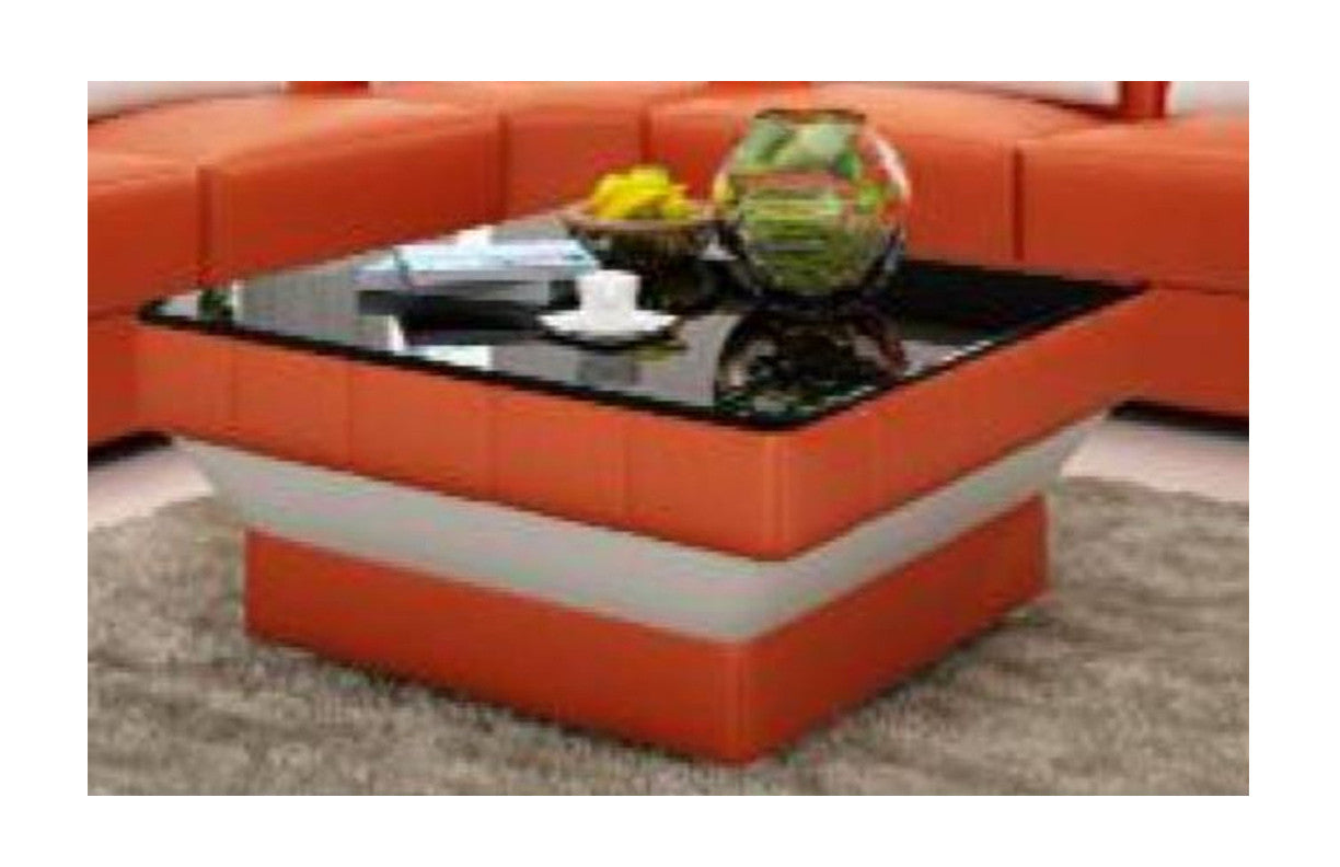 Owen Coffee Table (MODEL-CT9007) - Full Leatherette + 2 X Tempered Glass - 800(W) X 800(D) - Assorted Colours