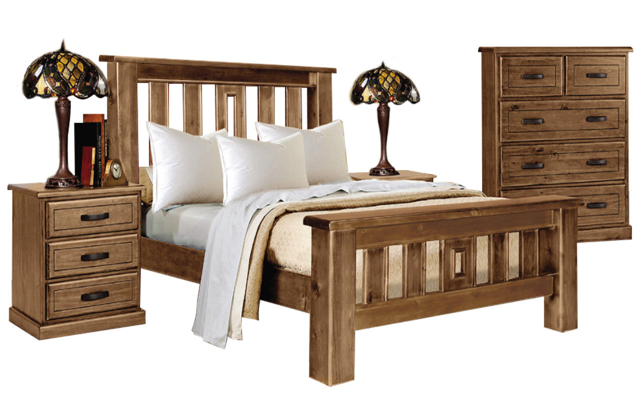 Oakley King 3 Piece (BEDSIDE) Bedroom Suite - Tuscan