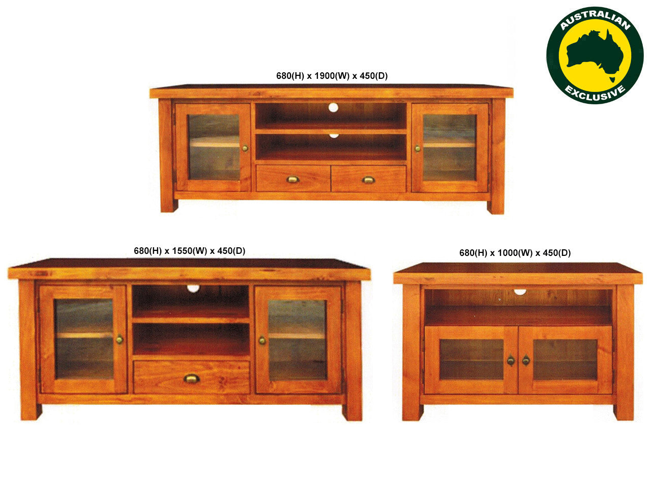 Ohio TV Unit 2 Doors Collection - Blackwood