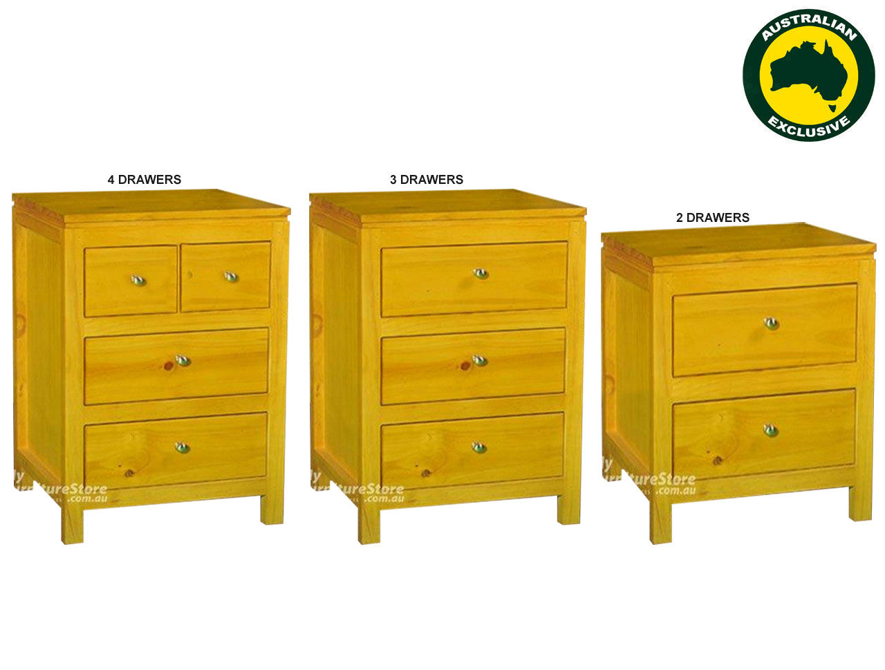 Oliver (AUSSIE MADE) Straight Bedside Table Collection - Assorted Stained Colours