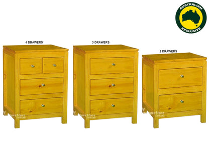 OLIVER (AUSSIE MADE) STRAIGHT BEDSIDE TABLE COLLECTION - ASSORTED STAINED COLOURS - STARTING FROM $399