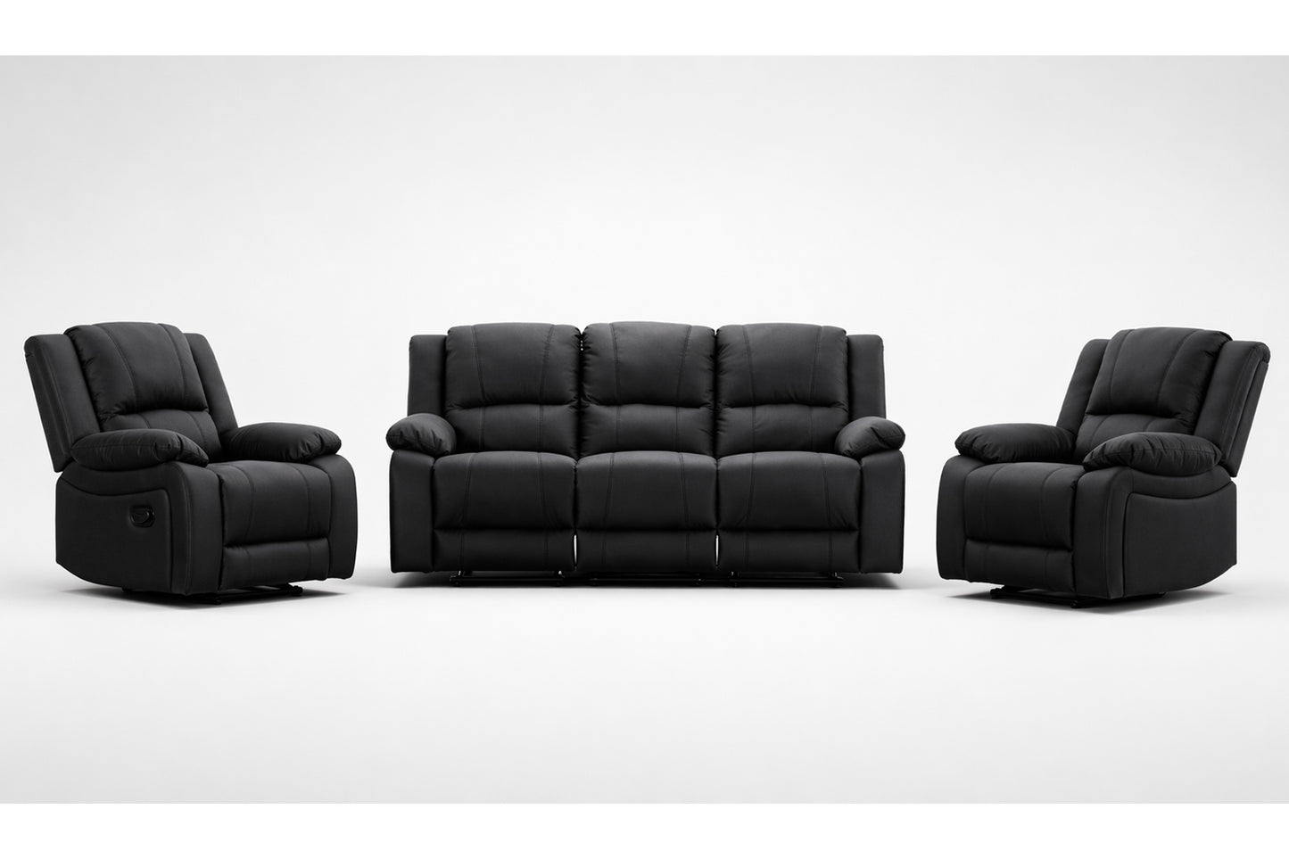Bellabong 3rr + 1r + 1r (5 ACTIONS) Leatherette Lounge Suite - Onyx